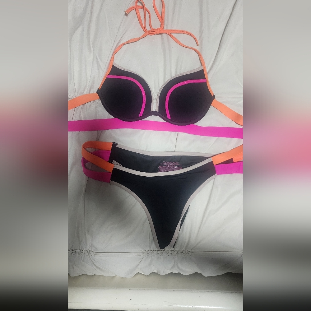 Victoria's Secret Black and Pink Bikini Swimwear